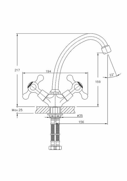 Смеситель для кухни Haiba HB4908 Хром Смеситель для кухни Haiba HB4908 Хром