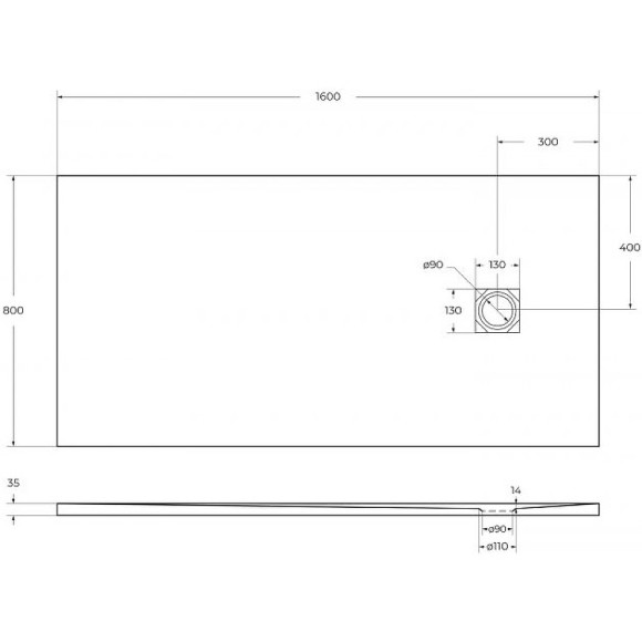 Душевой поддон из искусственного камня BelBagno Uno 160x80 TRAY-MR-UNO-AH-160/80-35-W-CR Белый