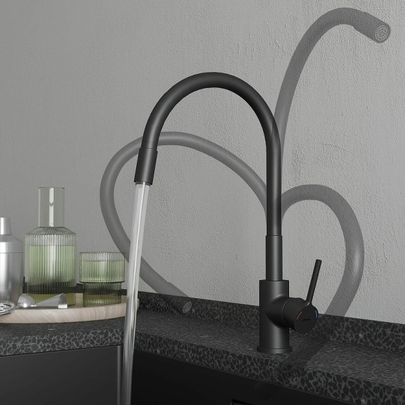 Смеситель для кухни Milardo Meal M01BL0FM05 Черный матовый Смеситель для кухни Milardo Meal M01BL0FM05 Черный матовый