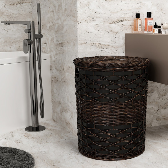 Корзина для белья WasserKRAFT Bever WB-240-L с крышкой Темно-коричневая