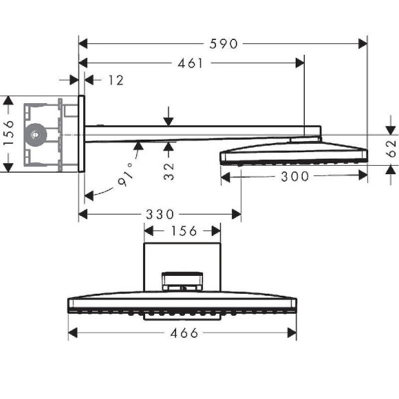 Верхний душ Hansgrohe Rainmarket Select 460 2jet 24005400 Хром