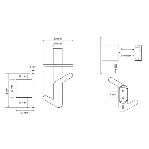 Двойной крючок Bemeta Organic Black 167106200 Черный матовый
