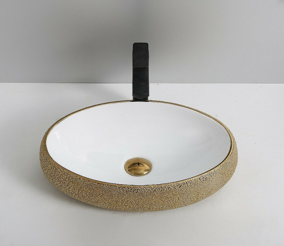 Раковина-чаша CeramaLux 49 433J Бело-золотая