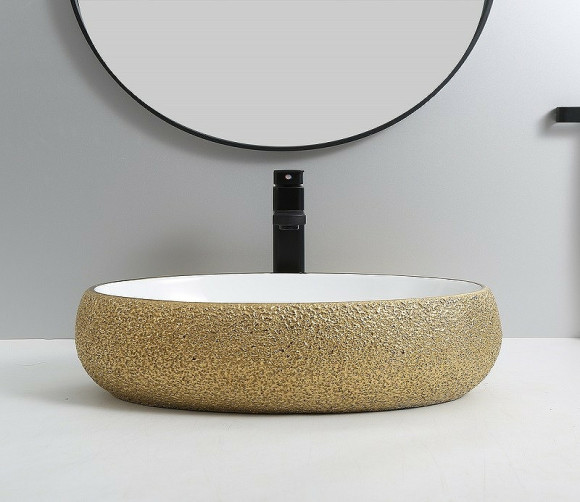 Раковина-чаша CeramaLux 49 433J Бело-золотая