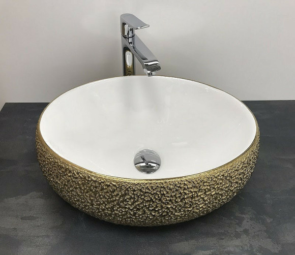 Раковина-чаша CeramaLux 49 433J Бело-золотая