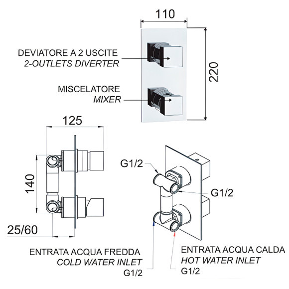 Смеситель для душа Remer SQ3 S923 Хром Смеситель для душа Remer SQ3 S923 Хром