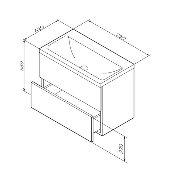 Тумба под раковину AM.PM Gem 75 M90FHX07522BM подвесная Черная матовая Тумба под раковину AM.PM Gem 75 M90FHX07522BM подвесная Черная матовая