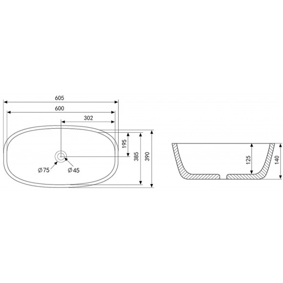 Раковина-чаша Abber Rechteck 61 AC2206MW Белая матовая Раковина-чаша Abber Rechteck 61 AC2206MW Белая матовая