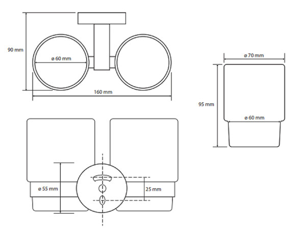 Стакан для зубных щеток Bemeta Omega 104110022 двойной Хром Стакан для зубных щеток Bemeta Omega 104110022 двойной Хром