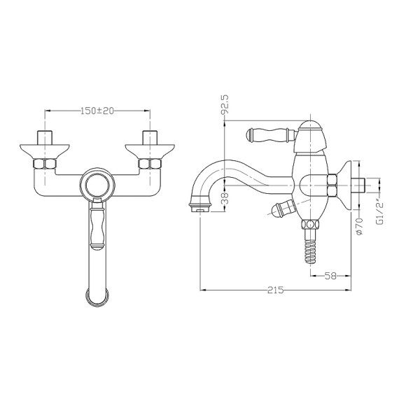 Смеситель для ванны Bronze de Luxe Tiffany 1904CR Хром
