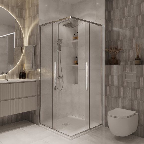 Душевой уголок Niagara Nova 100х100 NG-3624-34 профиль Хром стекло шиншилла Душевой уголок Niagara Nova 100х100 NG-3624-34 профиль Хром стекло шиншилла