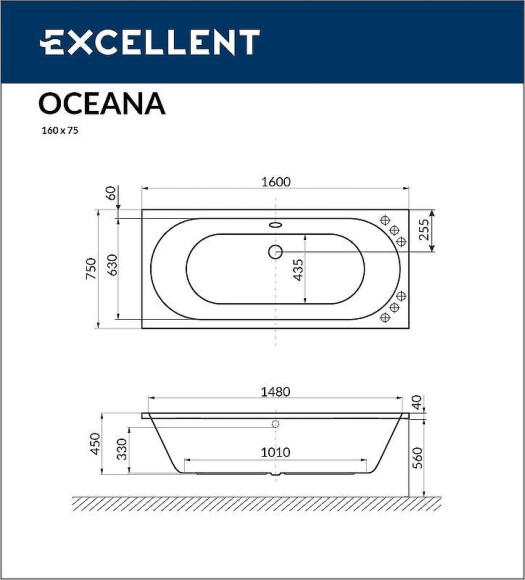Акриловая ванна Excellent Oceana Slim 160x75 WAEX.OCE16S.LINE.GL с гидромассажем Акриловая ванна Excellent Oceana Slim 160x75 WAEX.OCE16S.LINE.GL с гидромассажем