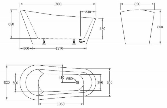Акриловая ванна BelBagno 180x82 BB63-1800-W0 без гидромассажа