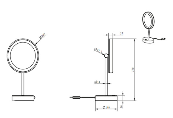 Косметическое зеркало Art&Max AM-M-062-CR с подсветкой с увеличением Хром