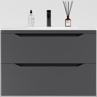 Тумба под раковину Style Line Марелла 80 Люкс Plus СС-00002412 подвесная Серый матовый антискрейтч
