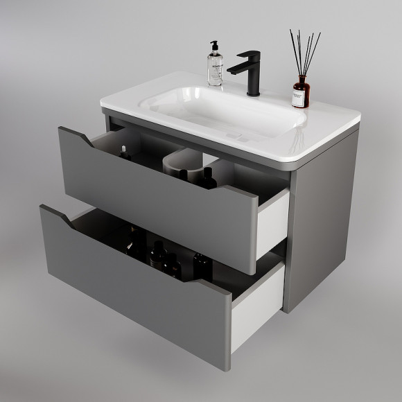 Тумба под раковину Style Line Марелла 80 Люкс Plus СС-00002412 подвесная Серый матовый антискрейтч Тумба под раковину Style Line Марелла 80 Люкс Plus СС-00002412 подвесная Серый матовый антискрейтч