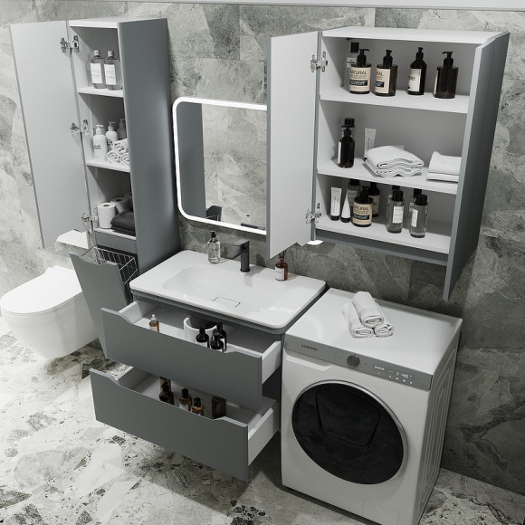 Тумба под раковину Style Line Марелла 80 Люкс Plus СС-00002412 подвесная Серый матовый антискрейтч Тумба под раковину Style Line Марелла 80 Люкс Plus СС-00002412 подвесная Серый матовый антискрейтч