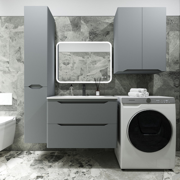 Тумба под раковину Style Line Марелла 80 Люкс Plus СС-00002412 подвесная Серый матовый антискрейтч Тумба под раковину Style Line Марелла 80 Люкс Plus СС-00002412 подвесная Серый матовый антискрейтч