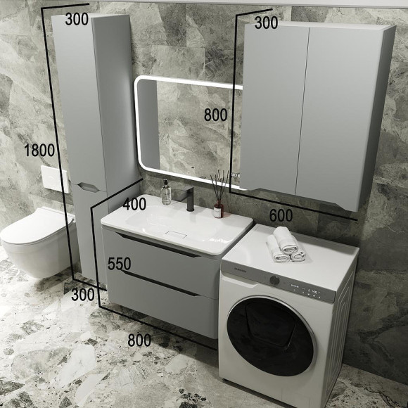 Тумба под раковину Style Line Марелла 80 Люкс Plus СС-00002412 подвесная Серый матовый антискрейтч Тумба под раковину Style Line Марелла 80 Люкс Plus СС-00002412 подвесная Серый матовый антискрейтч