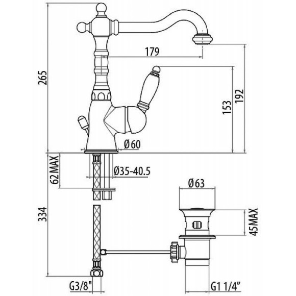 Смеситель для раковины Gattoni Orta 2741/27V0 OLD Бронза Смеситель для раковины Gattoni Orta 2741/27V0 OLD Бронза
