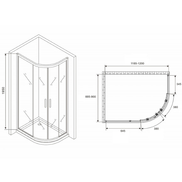 Душевой уголок Abber Schwarzer Diamant 120x90 AG01129 профиль Хром стекло прозрачное Душевой уголок Abber Schwarzer Diamant 120x90 AG01129 профиль Хром стекло прозрачное