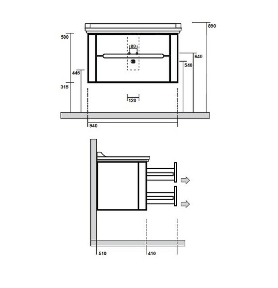 Тумба под раковину Kerasan Waldorf 74 925631 подвесная Nero matt
