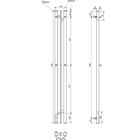Электрический полотенцесушитель Point Фрея PN20712GB П2 100x1200 диммер слева Графит блеск Электрический полотенцесушитель Point Фрея PN20712GB П2 100x1200 диммер слева Графит блеск