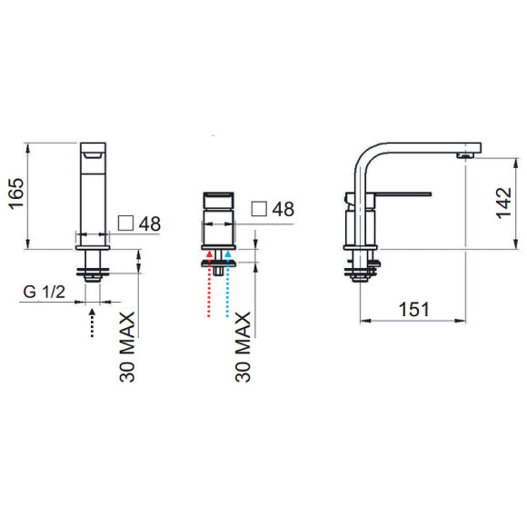 Смеситель для раковины Remer Qubica Q57 Хром Смеситель для раковины Remer Qubica Q57 Хром