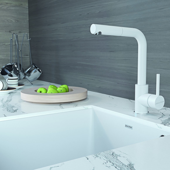 Смеситель для кухни Paulmark Kassel Ka214311-431TW Белый матовый Смеситель для кухни Paulmark Kassel Ka214311-431TW Белый матовый