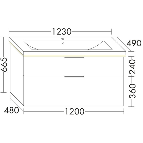 Тумба с раковиной Burgbad Eqio 123 SEZA123F2009C0001*1 подвесная Белая глянцевая