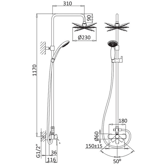 Душевая система Cezares Nautic NAUTIC-CD-BIO Белая матовая Душевая система Cezares Nautic NAUTIC-CD-BIO Белая матовая