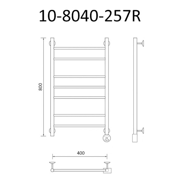 Электрический полотенцесушитель Маргроид Вид 10 870x400 10-8040-257R правый Хром Электрический полотенцесушитель Маргроид Вид 10 870x400 10-8040-257R правый Хром