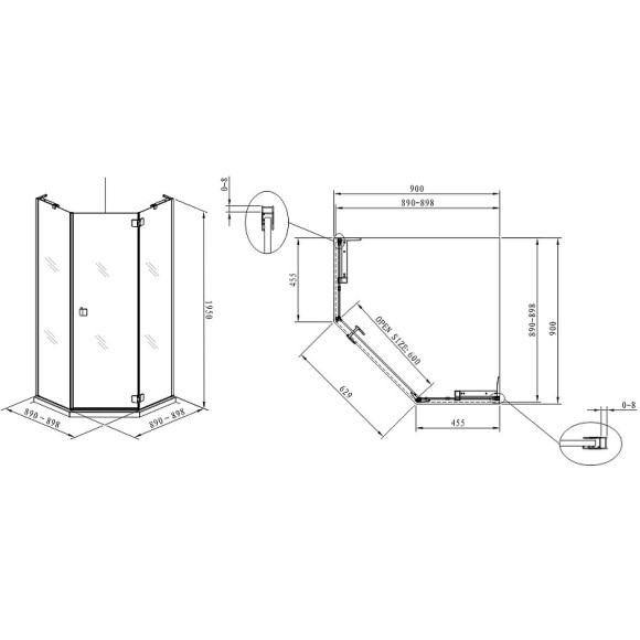 Душевой уголок Koller Pool Neon 90X90 N90PСB профиль Хром стекло прозрачное Душевой уголок Koller Pool Neon 90X90 N90PСB профиль Хром стекло прозрачное
