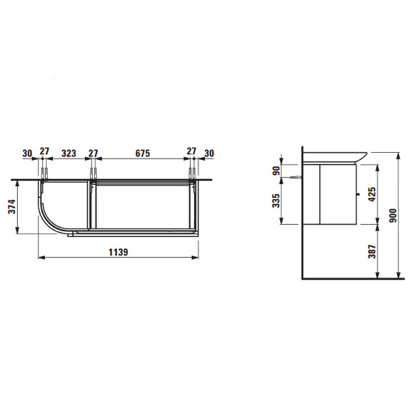 Тумба под раковину Laufen Palace 114 R 4.0160.1.075.464.1 подвесная Белая глянцевая