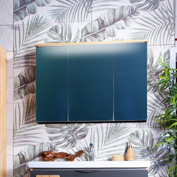 Зеркальный шкаф Бриклаер Форест 100 4627125414725 с подсветкой Дуб золотой Антрацит Зеркальный шкаф Бриклаер Форест 100 4627125414725 с подсветкой Дуб золотой Антрацит