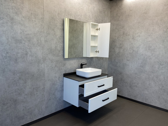 Зеркало со шкафом Comforty Амстердам 95 00004143986 Белый глянец Зеркало со шкафом Comforty Амстердам 95 00004143986 Белый глянец