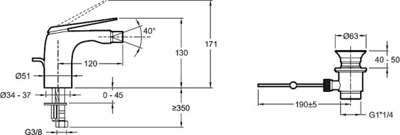 Смеситель для биде Jacob Delafon Avid E97014-BN Никель
