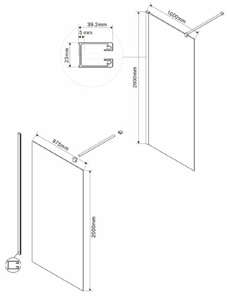 Душевая перегородка Vincea Walk-In 100 VSW-1H100CLG профиль Золото матовое стекло прозрачное Душевая перегородка Vincea Walk-In 100 VSW-1H100CLG профиль Золото матовое стекло прозрачное
