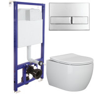 Унитаз Ceramicanova Play CN3001 с инсталляцией Berges Novum L3 040213 с сиденьем Микролифт с кнопкой Хром