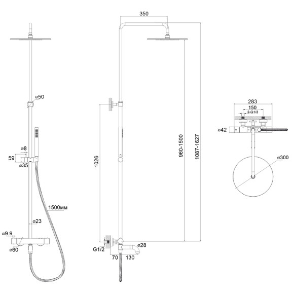 Душевая система Whitecross Y brushed nickel Y1234NIB с термостатом Брашированный никель Душевая система Whitecross Y brushed nickel Y1234NIB с термостатом Брашированный никель