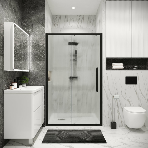 Душевая дверь Grossman Cosmo 100 100.K33.02.100.21.02 профиль Черный матовый стекло шиншилла