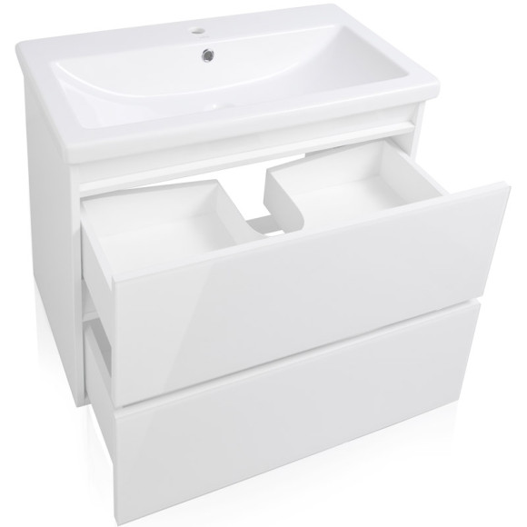 Тумба под раковину Style Line Даймонд 80 Люкс Plus подвесная Белый глянец