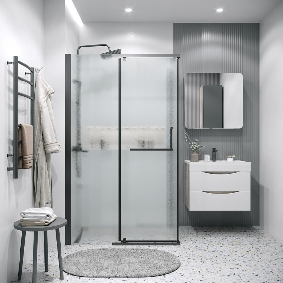 Душевой уголок Grossman Pragma 120х90 120.K33.03.1290.21.02 профиль Черный матовый стекло шиншилла Душевой уголок Grossman Pragma 120х90 120.K33.03.1290.21.02 профиль Черный матовый стекло шиншилла