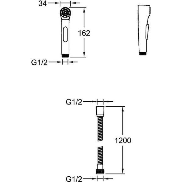Гигиенический душ со смесителем Jacob Delafon Elate E25838-CP Хром