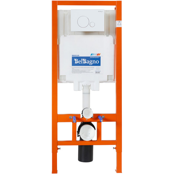 Комплект унитаза с инсталляцией BelBagno Onda BB066CHR/BB870SC/BB002-80/BB014-SR-BIANCO с сиденьем Микролифт и Белой клавишей смыва