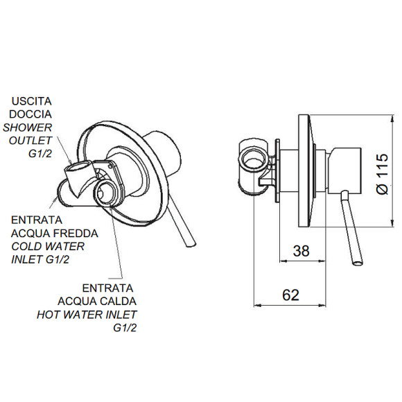 Смеситель для душа Remer Minimal N30 Хром Смеситель для душа Remer Minimal N30 Хром