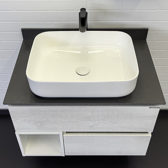 Тумба с раковиной Comforty Прага 75 00-00014832 Дуб белый Графит Тумба с раковиной Comforty Прага 75 00-00014832 Дуб белый Графит