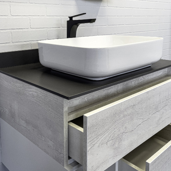 Тумба с раковиной Comforty Прага 75 00-00014832 Дуб белый Графит Тумба с раковиной Comforty Прага 75 00-00014832 Дуб белый Графит