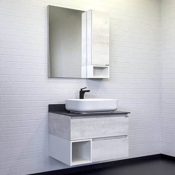 Тумба с раковиной Comforty Прага 75 00-00014832 Дуб белый Графит Тумба с раковиной Comforty Прага 75 00-00014832 Дуб белый Графит