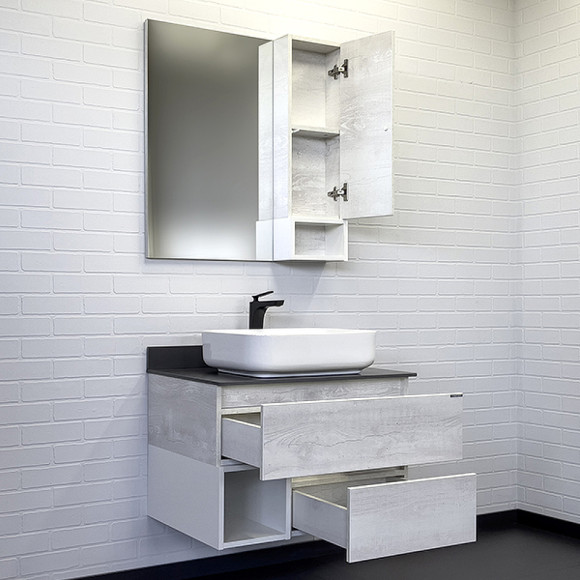 Тумба с раковиной Comforty Прага 75 00-00014832 Дуб белый Графит Тумба с раковиной Comforty Прага 75 00-00014832 Дуб белый Графит